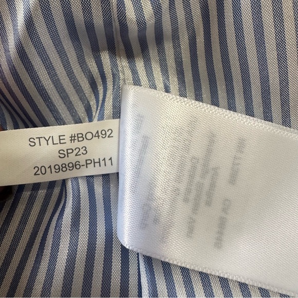 J Crew Factory Blue Herringbone One Button Blazer Linen Cotton Preppy Size 8 - Picture 12 of 14